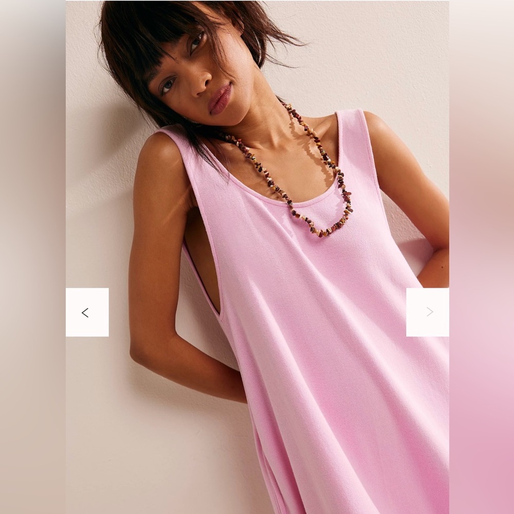 Free People FP Beach Perth Barrel Tee Midi Dress Large in Festival Bloom Pink - Picture 7 of 10